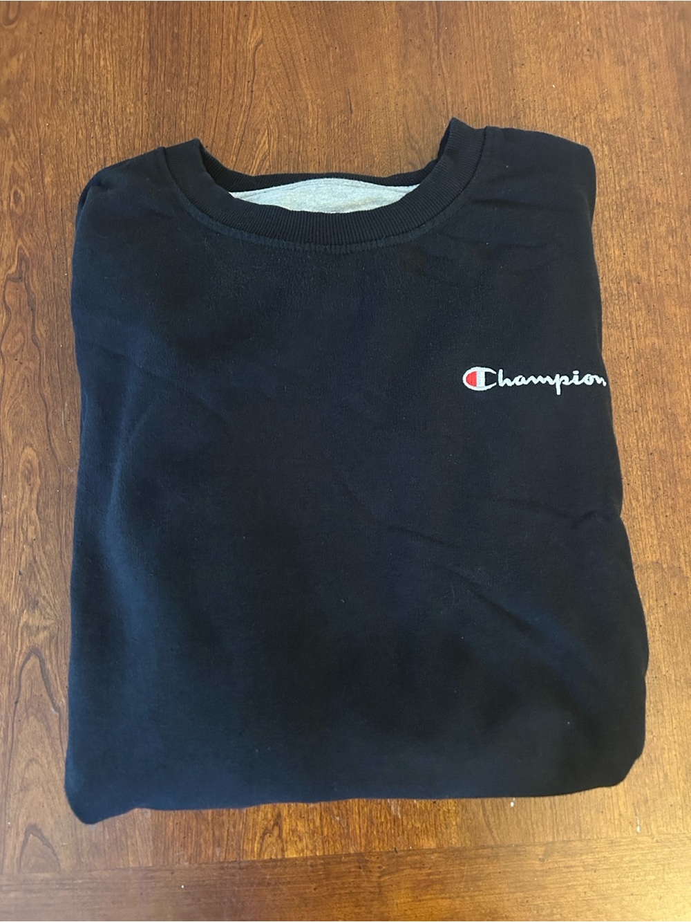 Champion Black Crewneck with Embroidered Logo